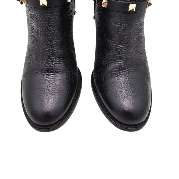 Valentino Garavani Rockstud Block Heel Ankle Boot Black Leather Size 40 US 10 - Picture 6 of 11